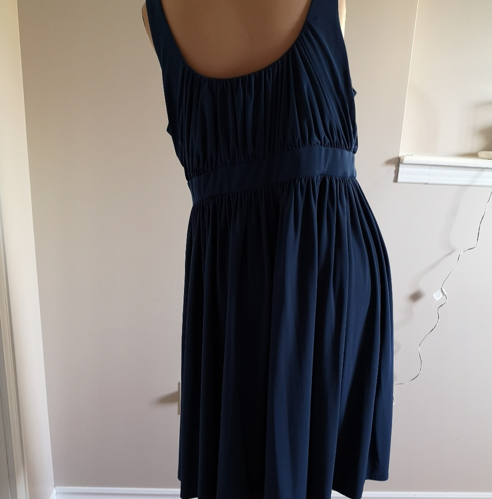Essentials By ABS Romantic Cottage Core Navy Blue Sleeveless Dress Size 14 - Picture 2 of 10